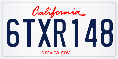 CA license plate 6TXR148