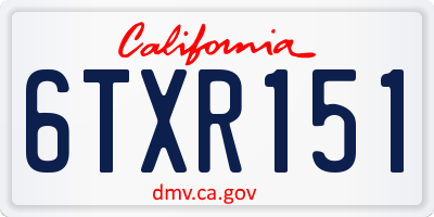 CA license plate 6TXR151