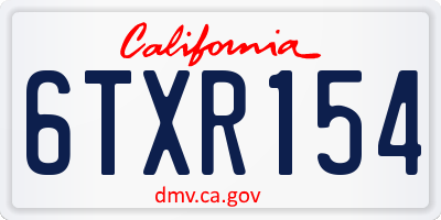 CA license plate 6TXR154