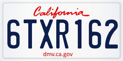 CA license plate 6TXR162