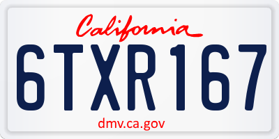 CA license plate 6TXR167