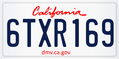CA license plate 6TXR169
