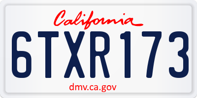 CA license plate 6TXR173