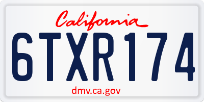 CA license plate 6TXR174