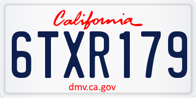 CA license plate 6TXR179