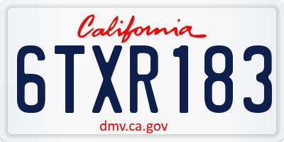 CA license plate 6TXR183