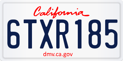 CA license plate 6TXR185