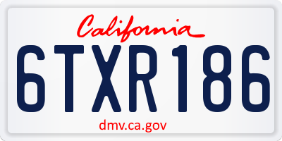 CA license plate 6TXR186