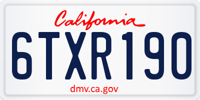 CA license plate 6TXR190