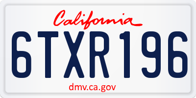 CA license plate 6TXR196