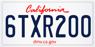 CA license plate 6TXR200