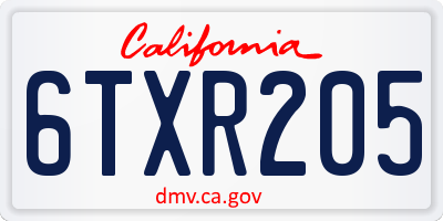 CA license plate 6TXR205