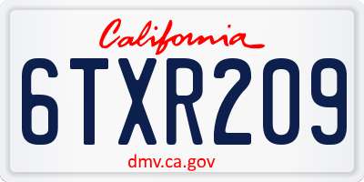 CA license plate 6TXR209