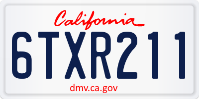CA license plate 6TXR211