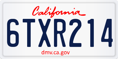 CA license plate 6TXR214