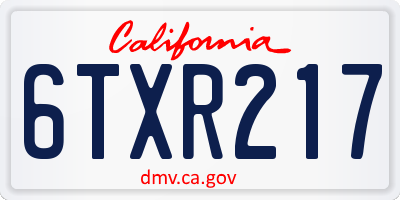 CA license plate 6TXR217