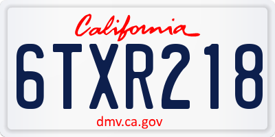 CA license plate 6TXR218