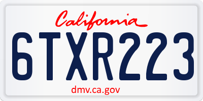 CA license plate 6TXR223