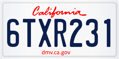 CA license plate 6TXR231