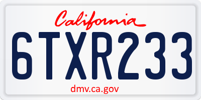 CA license plate 6TXR233