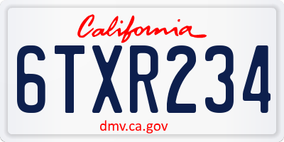 CA license plate 6TXR234
