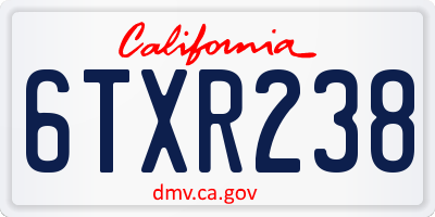 CA license plate 6TXR238