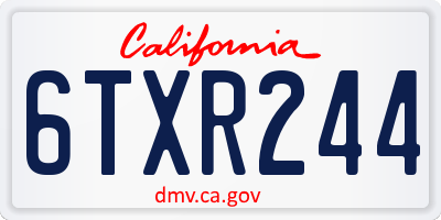 CA license plate 6TXR244