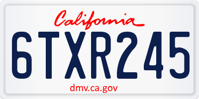 CA license plate 6TXR245