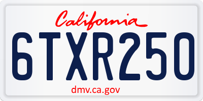 CA license plate 6TXR250