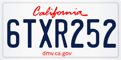 CA license plate 6TXR252