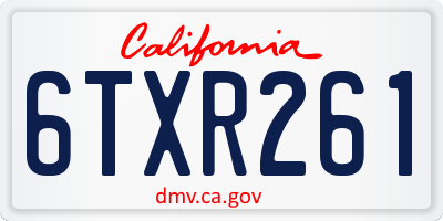 CA license plate 6TXR261