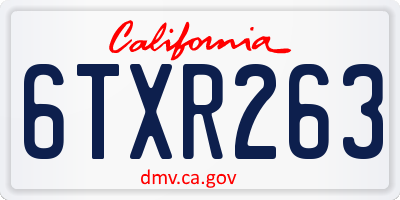 CA license plate 6TXR263