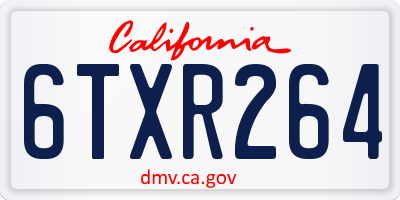CA license plate 6TXR264