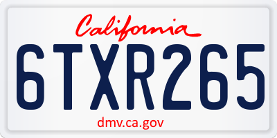 CA license plate 6TXR265