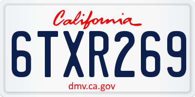 CA license plate 6TXR269