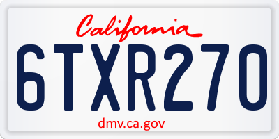 CA license plate 6TXR270