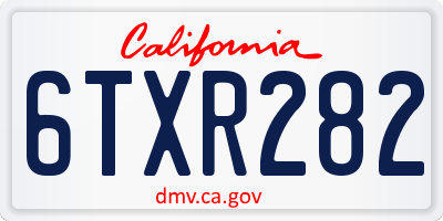 CA license plate 6TXR282