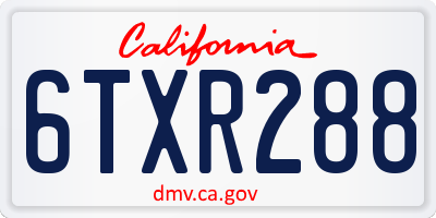 CA license plate 6TXR288