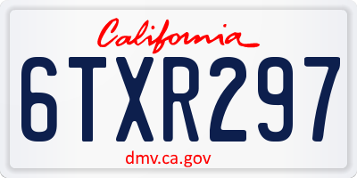 CA license plate 6TXR297