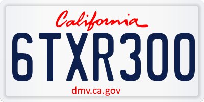 CA license plate 6TXR300