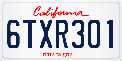 CA license plate 6TXR301