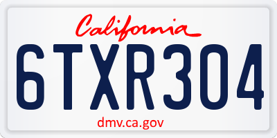 CA license plate 6TXR304
