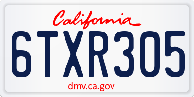 CA license plate 6TXR305