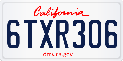 CA license plate 6TXR306