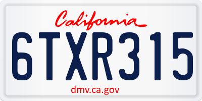 CA license plate 6TXR315