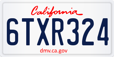CA license plate 6TXR324