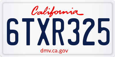 CA license plate 6TXR325