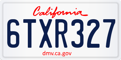 CA license plate 6TXR327