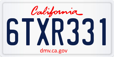 CA license plate 6TXR331