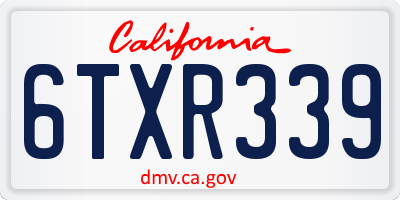 CA license plate 6TXR339